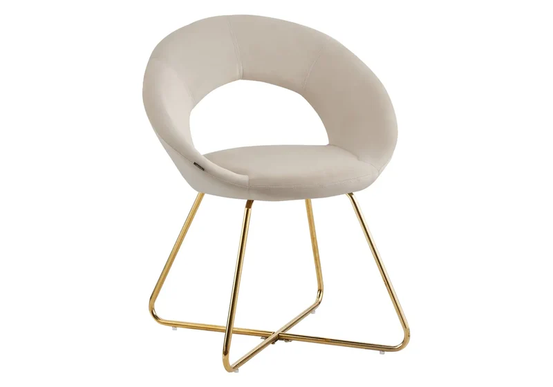 Chaises velours beige arrondies dossier ouvert - Babel x4