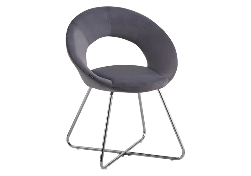 Chaises velours gris arrondies dossier ouvert - Babel x4
