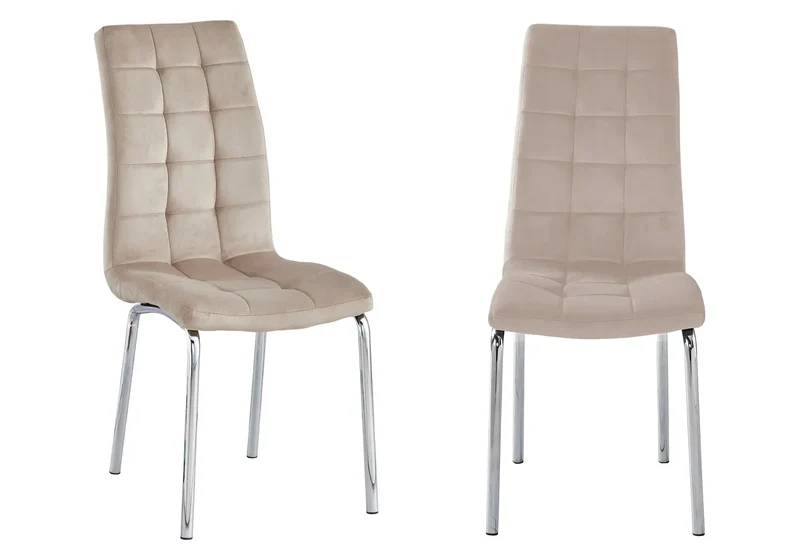 Chaises en velours taupe capitonnées - Dea x6