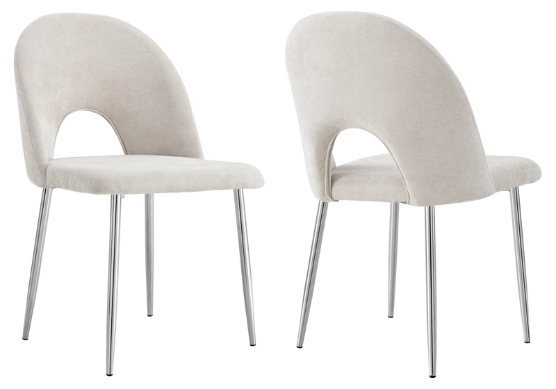 Chaise dossier ouvert en tissu chenille taupe - Talia x4