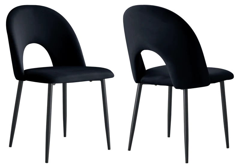 Chaise dossier ouvert en velours noir - Talia x4