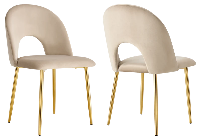 Chaise dossier ouvert en velours taupe - Talia x4