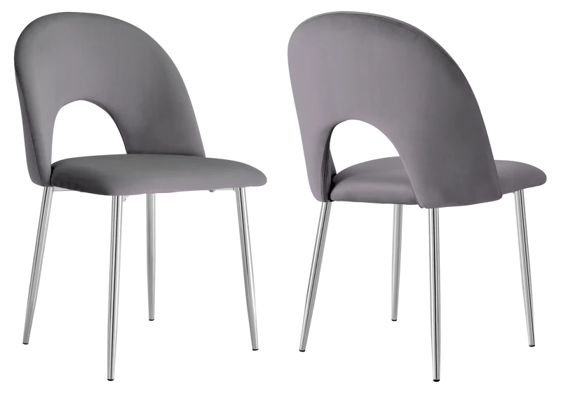 Chaise dossier ouvert en velours anthracite - Talia x4