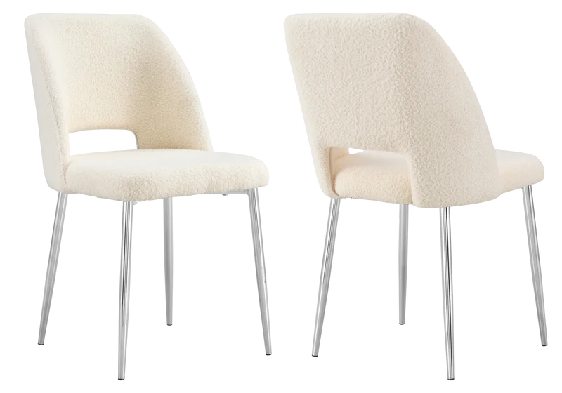 Chaise en tissu bouclé beige avec dossier ouvert - Leoni x4