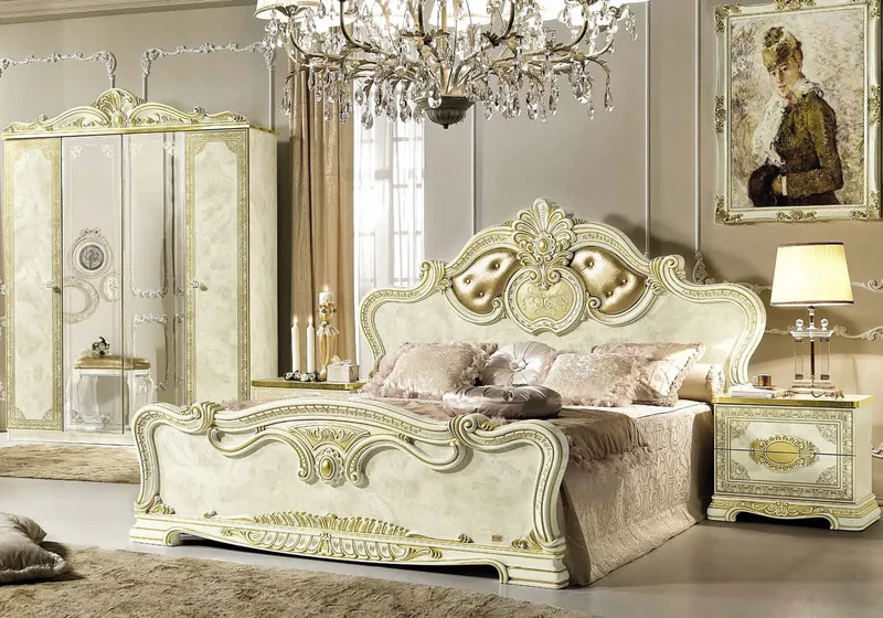 Chambre complète capitonné or ivoire KOBA