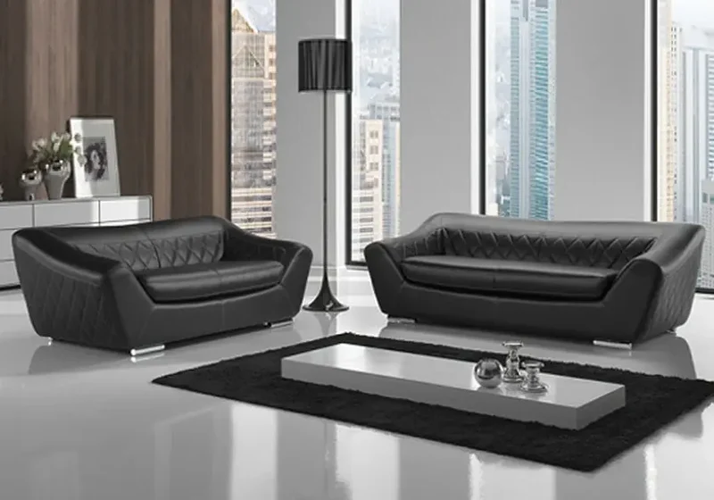 Canapé en cuir noir design - Michelange