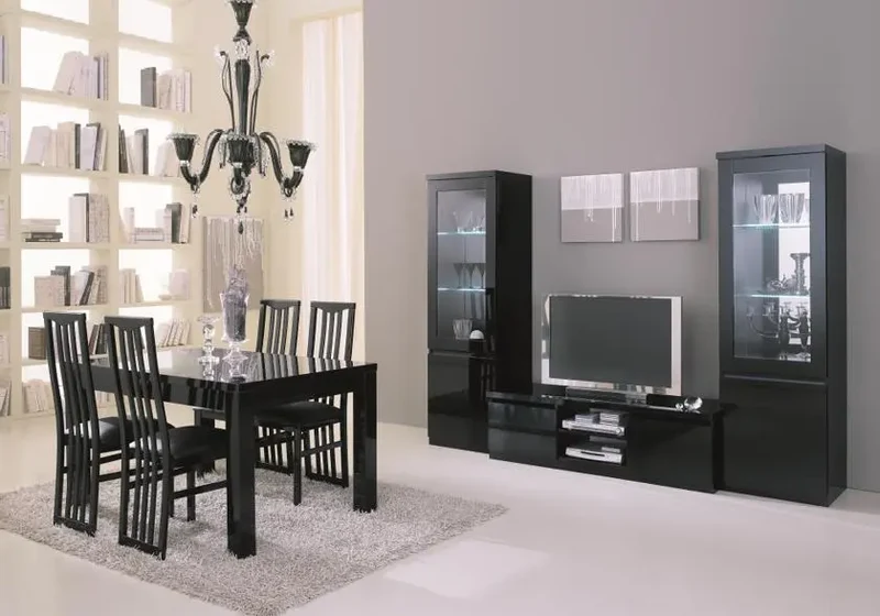 Meuble tv laqué noir led ROMA