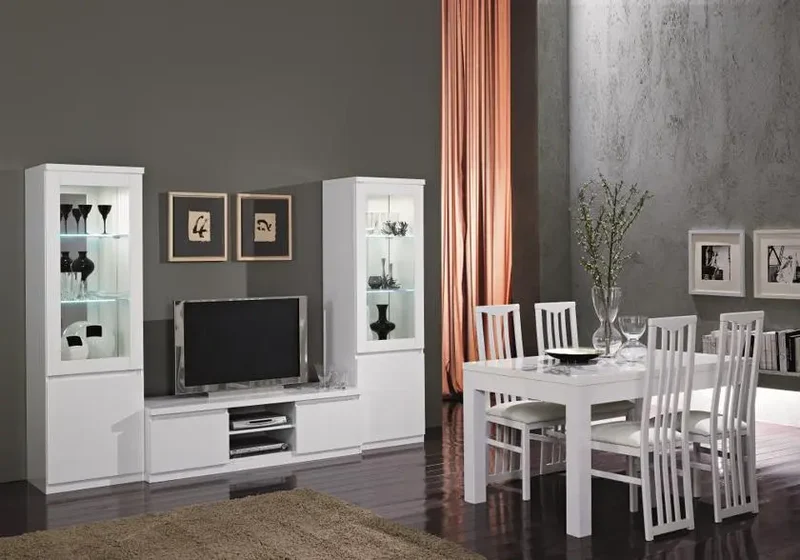 Meuble TV laqué blanc led ROMA