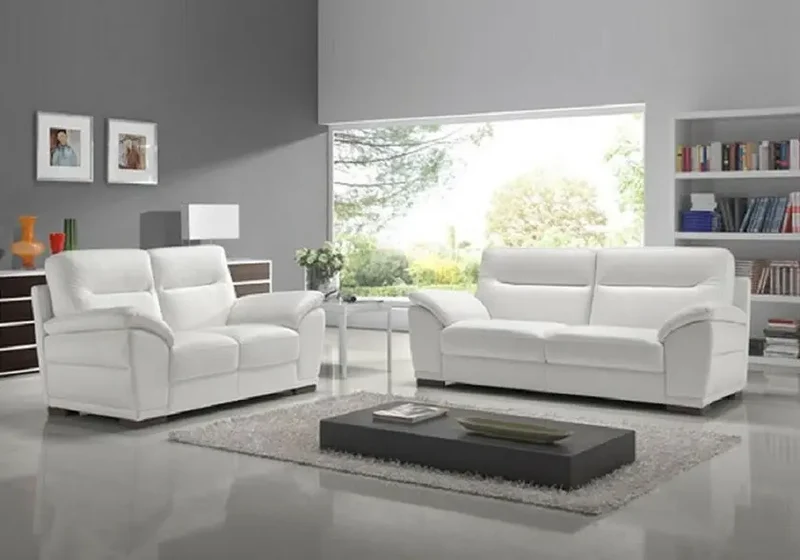 Canapé en cuir design blanc - Calino
