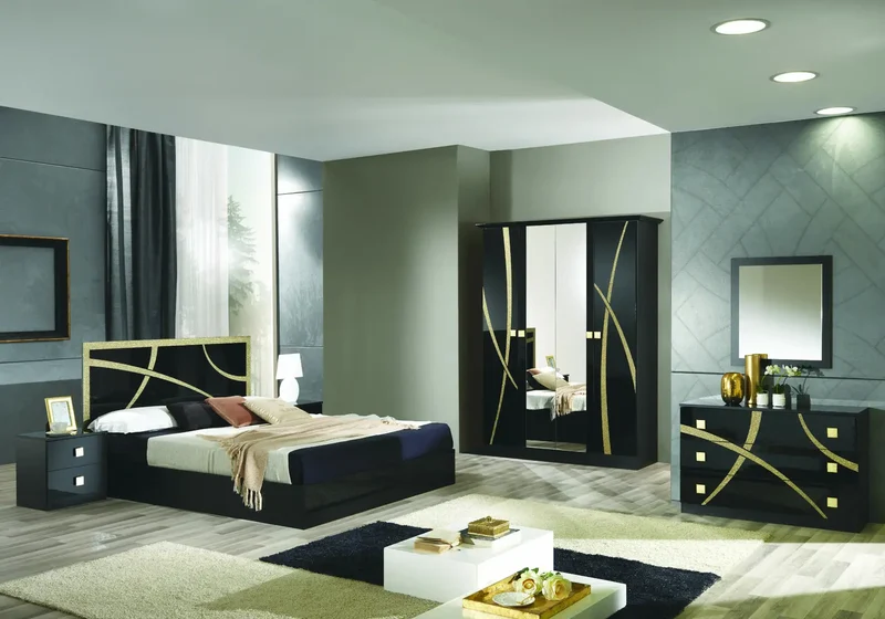 Chambre complète noir doré MILANO