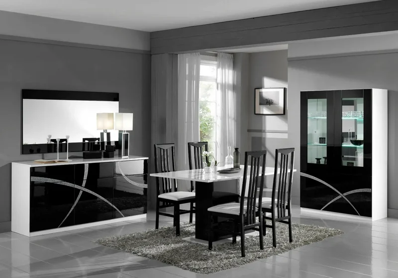 Salle à manger laqué noir MILANO