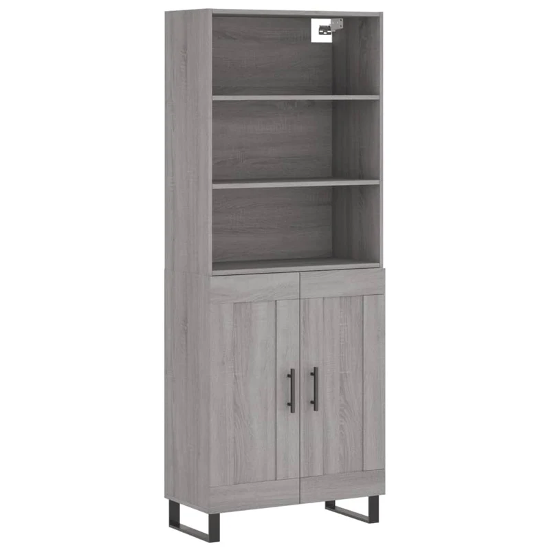 Buffet bahut commode armoire meuble de rangement organisateur cuisine salle de séjour salon haut sonoma 69,5 x 34 x 180 cm bois d'ingénierie gris 02_0035581