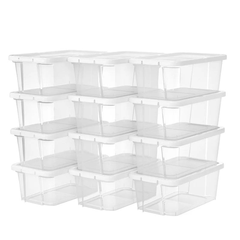 Lot de 12 boîtes à chaussures avec couvercle boîte de rangement pour chaussures outils de couture petite boîte jusqu’à la pointure de 41 transparente 12_0006172