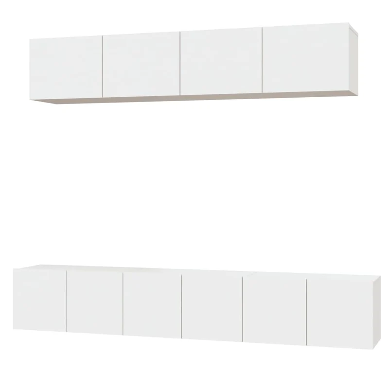 Ensemble de meubles armoire buffet TV télévision salon chambre séjour 5 pièces bois d'ingénierie blanc 02_0024865
