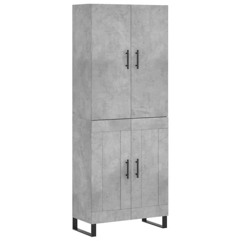 Buffet bahut commode armoire meuble de rangement organisateur cuisine salle de séjour salon haut 69,5 x 34 x 180 cm bois d'ingénierie gris 02_0034612