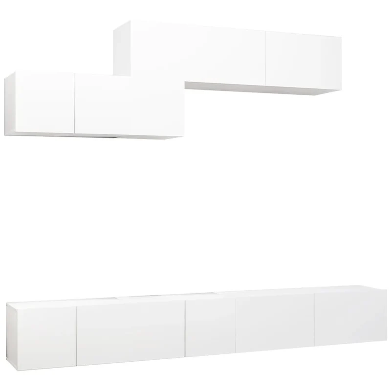 Ensemble de meubles armoire buffet TV télévision salon chambre séjour 6 pièces bois d'ingénierie blanc 02_0024314