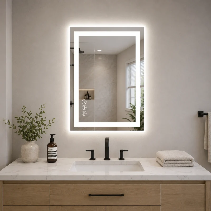 24x32 Smart Backlit + Front-Lit LED Bathroom Mirror, Anti-Fog