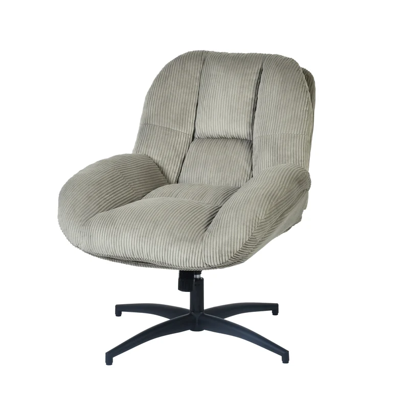 Fauteuil de bureau pivotant scandinave avec accoudoirs en velours côtelé, réglable, gris - LITHOPS FIX