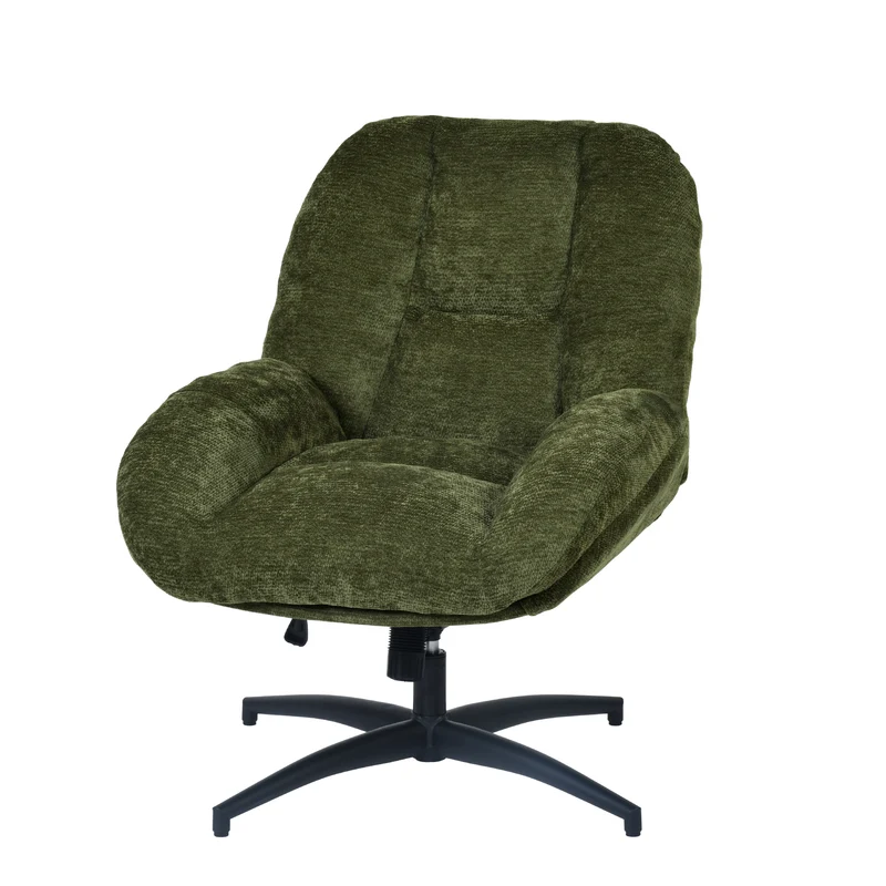 Fauteuil de bureau pivotant scandinave avec accoudoirs en tissu chenille, réglable, vert - LITHOPS FIX