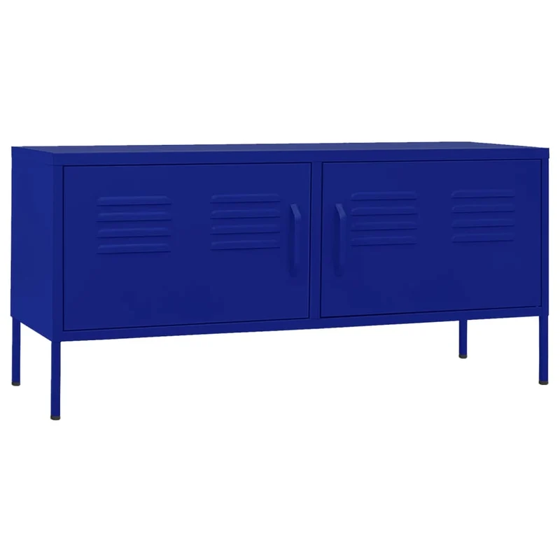Meuble TV multimédia étagère télévision buffet téléviseur salle à manger salon chambre marine 105 x 35 x 50 cm Acier bleu 02_0027686