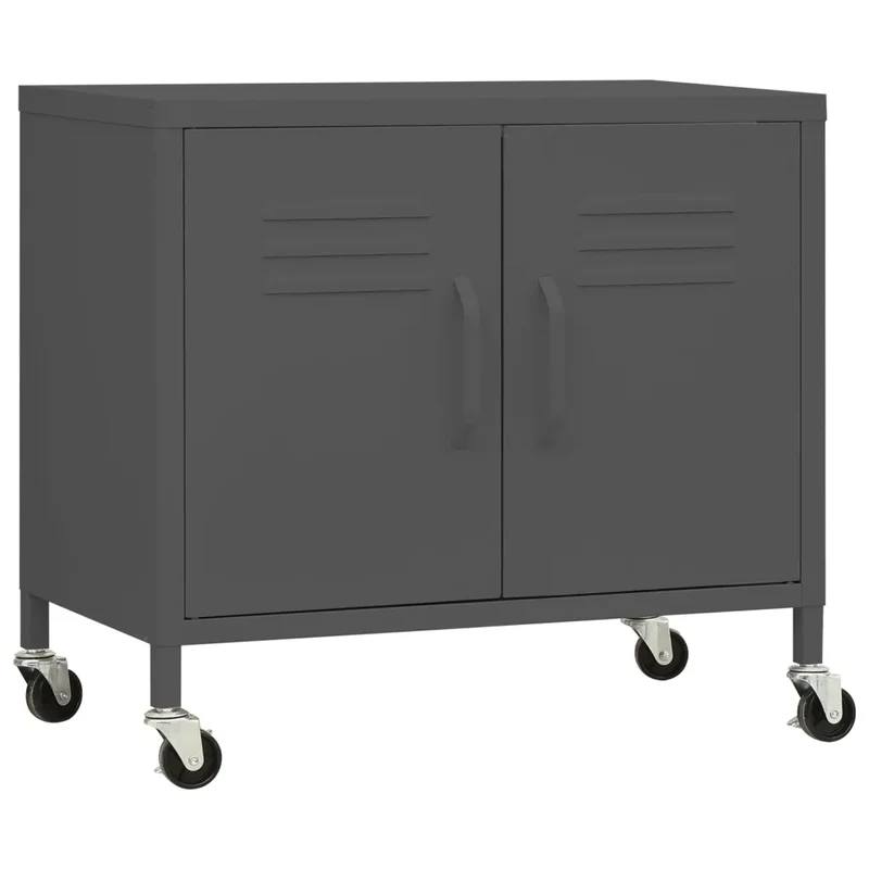 Armoire de rangement mobile avec étagère réglable 60 x 35 x 56 cm en acier anthracite 02_0046900