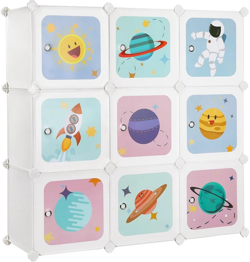 Meuble de rangement enfant modulable 123 x 31 x 123 cm pour vêtements jouets livres en design moderne blanc 12_0010868