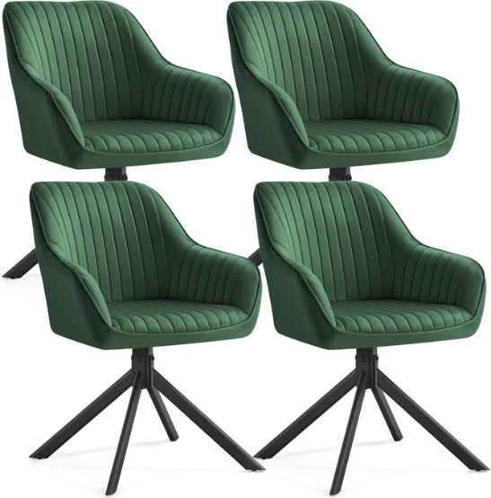 Chaise de salle à manger pivotante design moderne 58 x 60 x 81,5 cm confort rembourré en velours noir d'encre 12_0012469