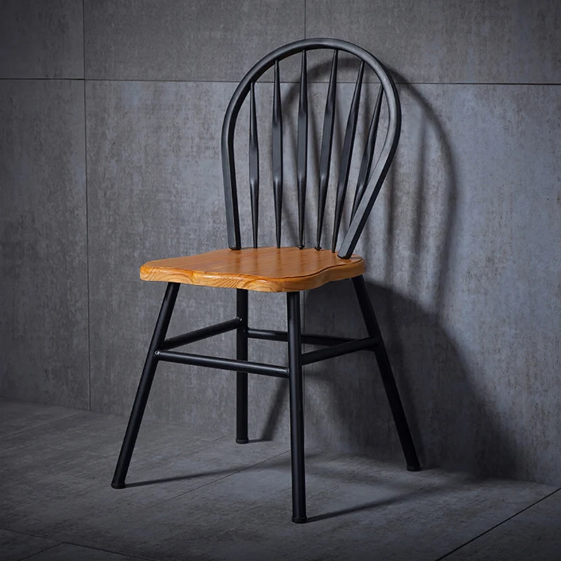Modern Art Deco Rectangular Pine Wood Carbon Steel Dining Chair Backrest Armless For Dining Room & Kitchen
