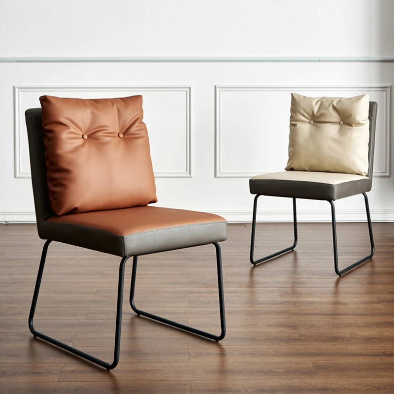 Contemporary Nordic Square Microfiber Leather Carbon Steel Dining Chair With Backrest For Dining Room