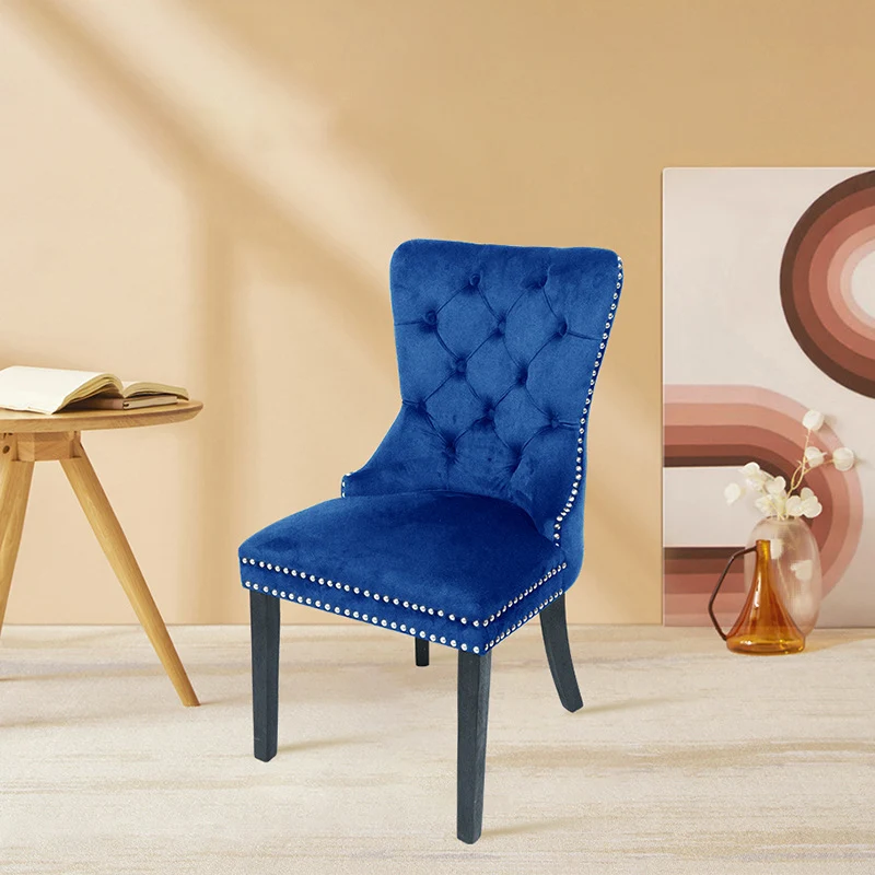 Modern Minimalist Curved Cushion Velvet Fabric Solid Wood Sponge Dining Chair Backrest For Dining Room