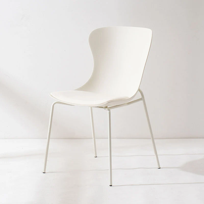 Contemporary Nordic Arc Plastic Iron PU Leather Dining Chair Backrest Armless For Dining Room