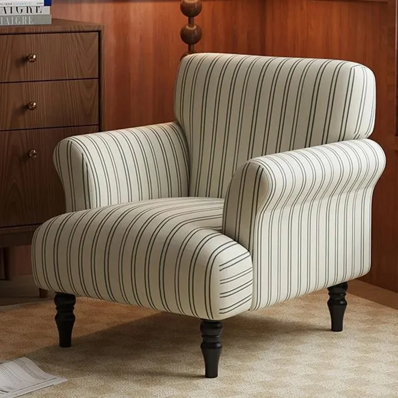 Contemporary Scandinavian Rectangular Solid Wood Jacquard Fabric Sponge Accent Chair Backrest Armrest For Living Room