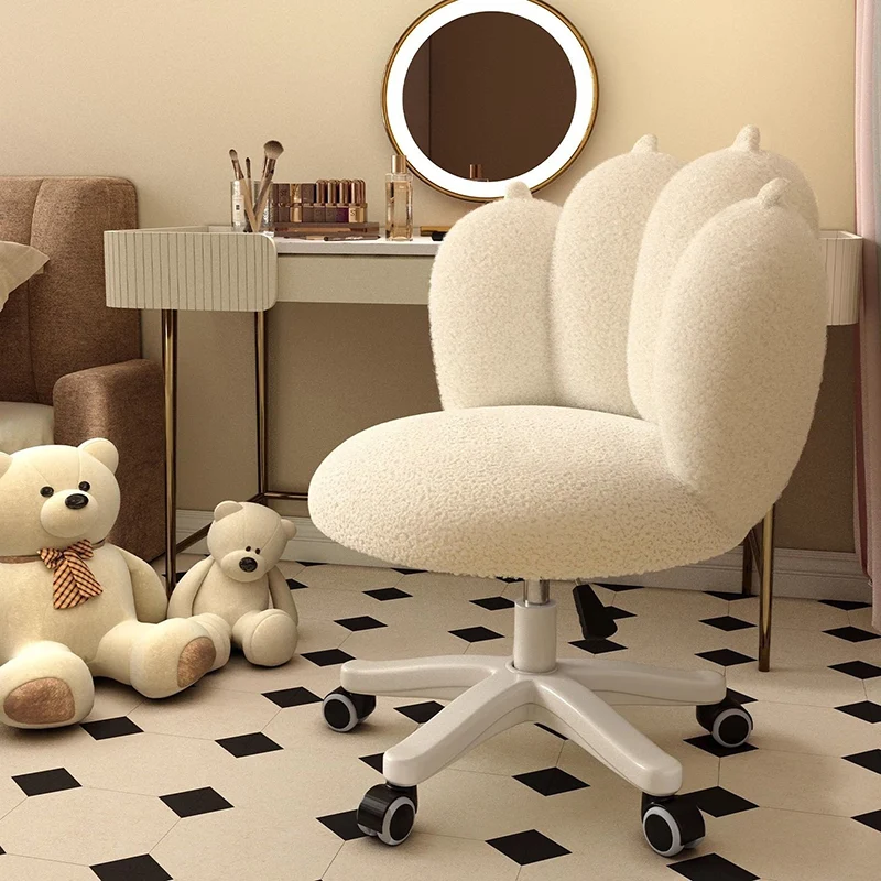 Modern Minimalist Cat Claw Design Plastic Iron Velvet Cloth Rotatable Height-Adjustable Accent Chair With Backrest For Bedroom