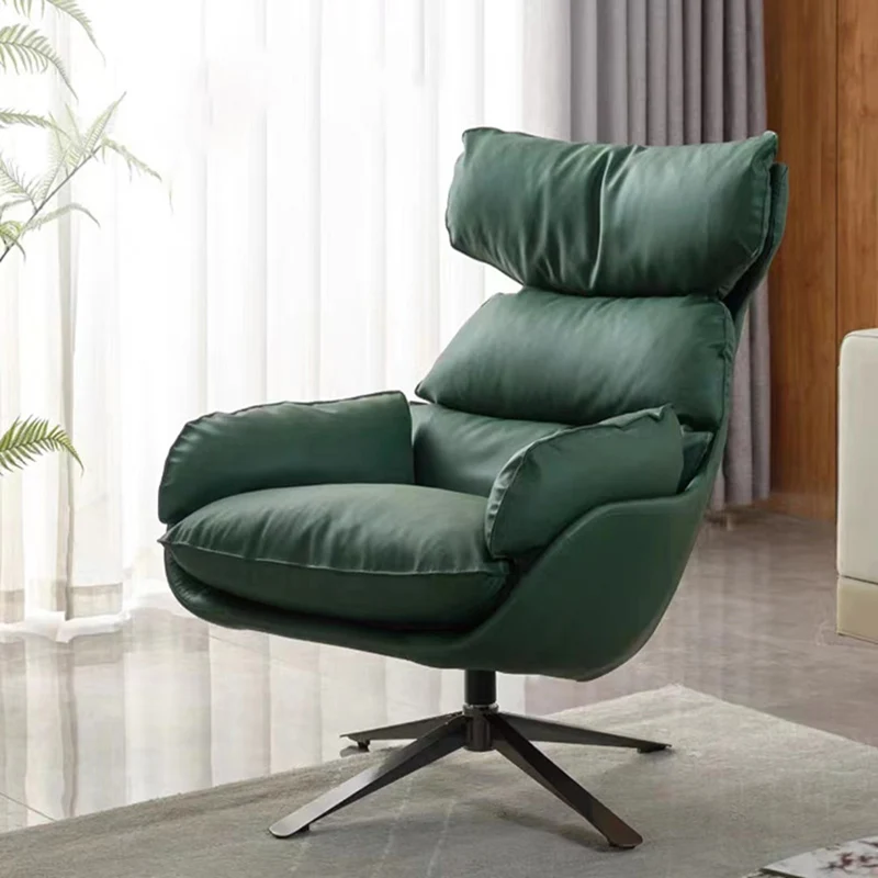 Contemporary Scandinavian Velvet Microfiber Leather Carbon Steel Swivel Curved Accent Chair With Backrest For Living Room