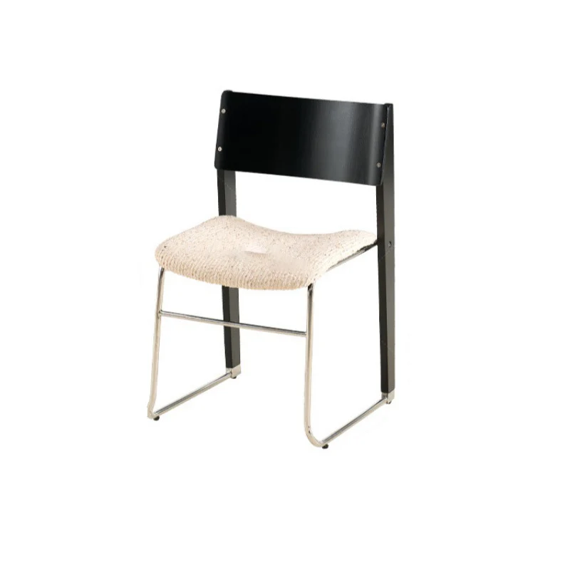 Modern Art Deco Rectangular Iron Solid Wood Boucle Fabric Velvet Dining Chair Backrest Armless For Dining Room & Kitchen