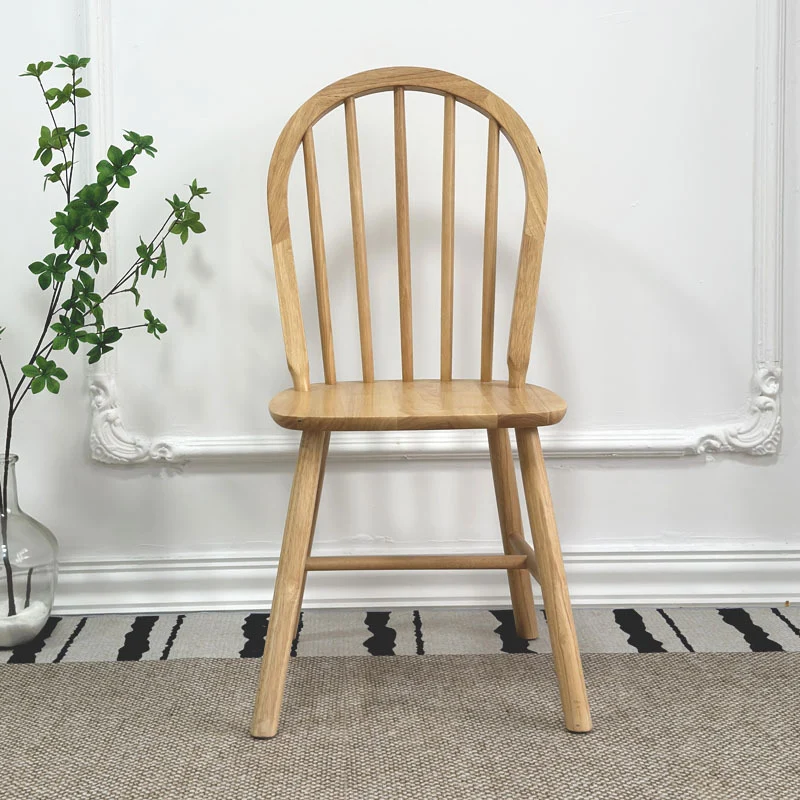 Contemporary Nordic Curved Solid Wood Dining Chair Backrest Armless For Dining Room & Kitchen