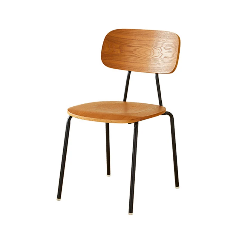 Modern Mid-century Plywood Iron Rounded Square Curved Stackable Dining Chair For Dining Room