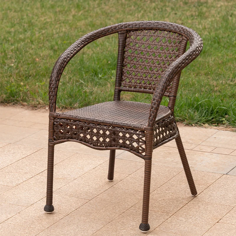 Modern Minimalist Curved Plastic Rattan Steel Outdoor Chair Backrest Armrest For Outdoor