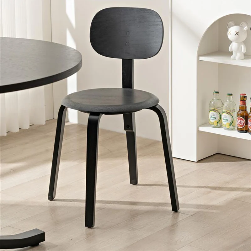 Modern Minimalist Round Seat Curved Wood Panel Dining Chair Backrest For Dining Room