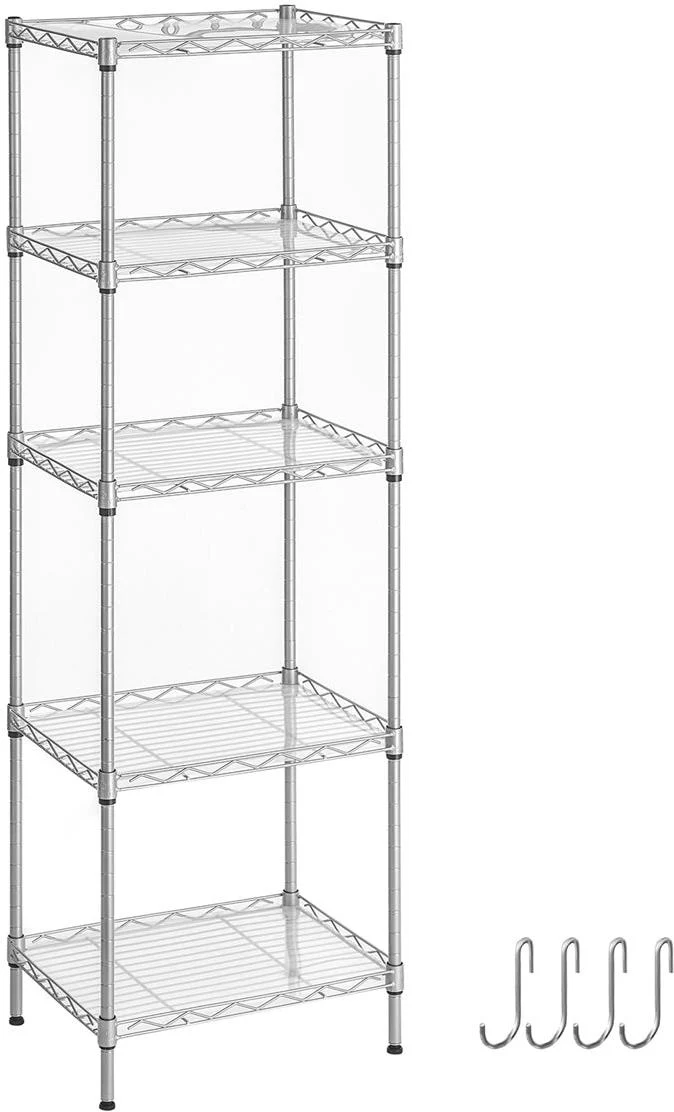 Étagère de rangement 40 x 30 x 121 cm 5 niveaux réglables pour cuisine salle de bain ambiance moderne en acier argent 12_0010503