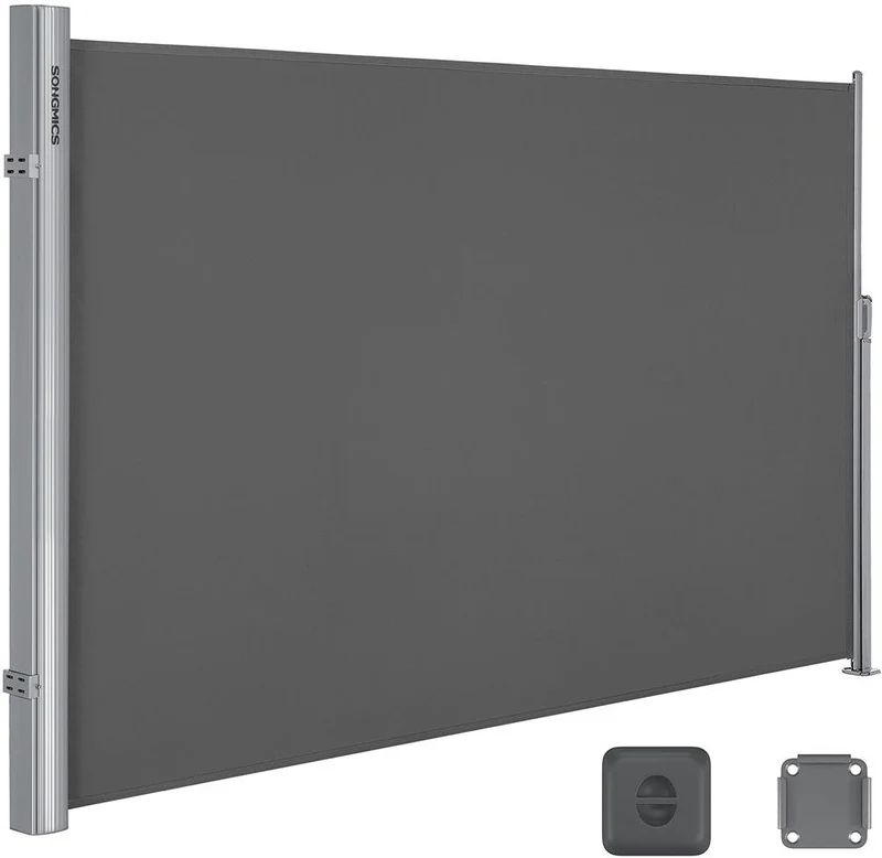 Lot de 2 stores latéraux brise-vue 160 x 400 cm protection soleil et vent style contemporain en polyester gris foncé 12_0008870