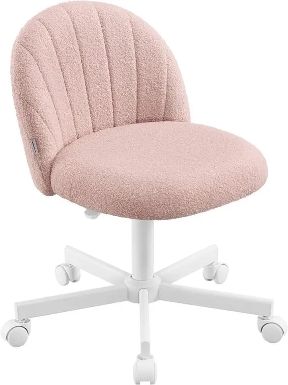 Chaise de bureau réglable ergonomique hauteur 60 x 60 x 88 cm confort assise moelleuse contemporaine en acier rose bonbon 12_0012557