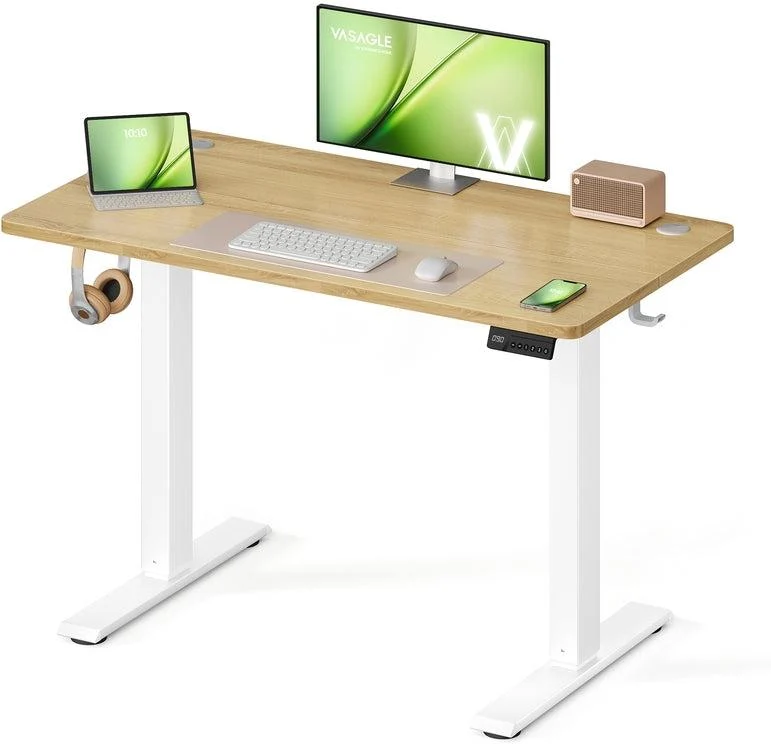 Bureau électrique réglable assis-debout 100 x 60 cm avec fonction mémoire 4 hauteurs style contemporain en aggloméré doré 12_0012277