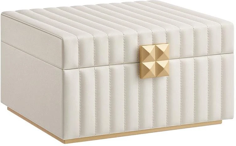 Boîte à bijoux à 3 étages avec miroir 21,5 x 24 x 13,5 cm design élégant pratique en PU blanc 12_0011245