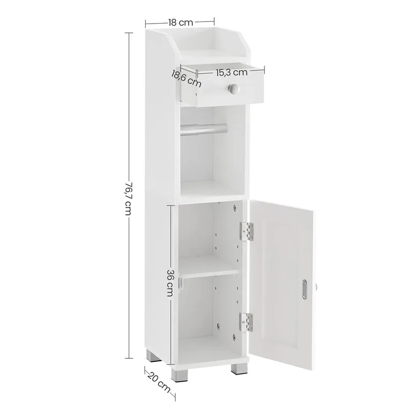 Meuble de rangement pour toilettes colonne 20 x 18 x 76,7 cm pratique pour petits espaces en MDF blanc 12_0010185