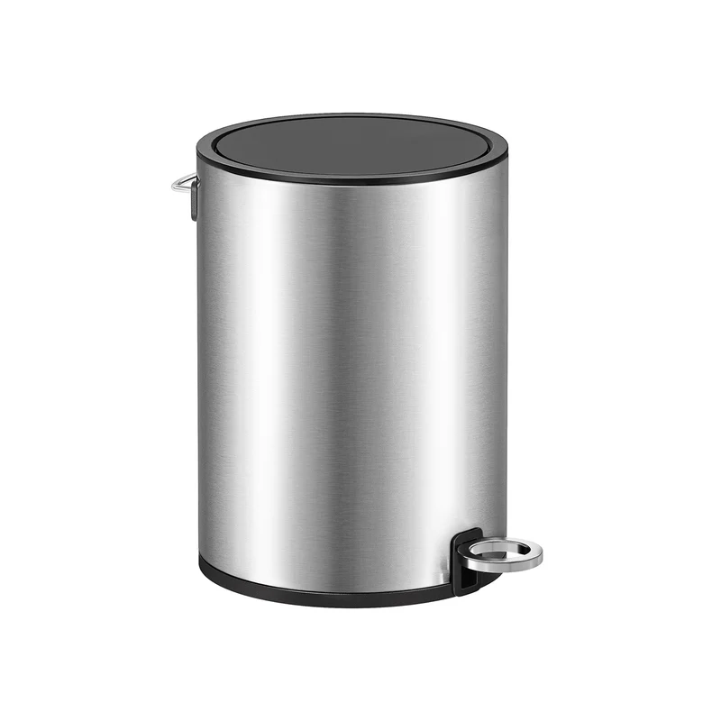 Poubelle de salle de bain avec pédale 23,8 x 18,8 x 25,7 cm ouverture silencieuse surface en acier noir 12_0008717