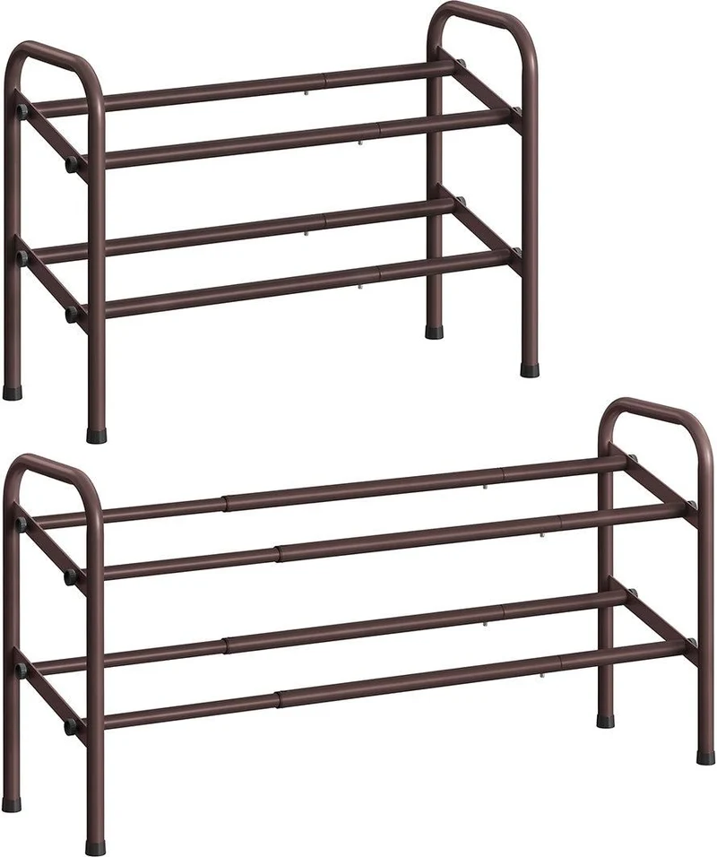 Étagère à chaussures ajustable 23 x 58 x 42 cm pratique pour entrée rangement moderne en acier bronze 12_0011758