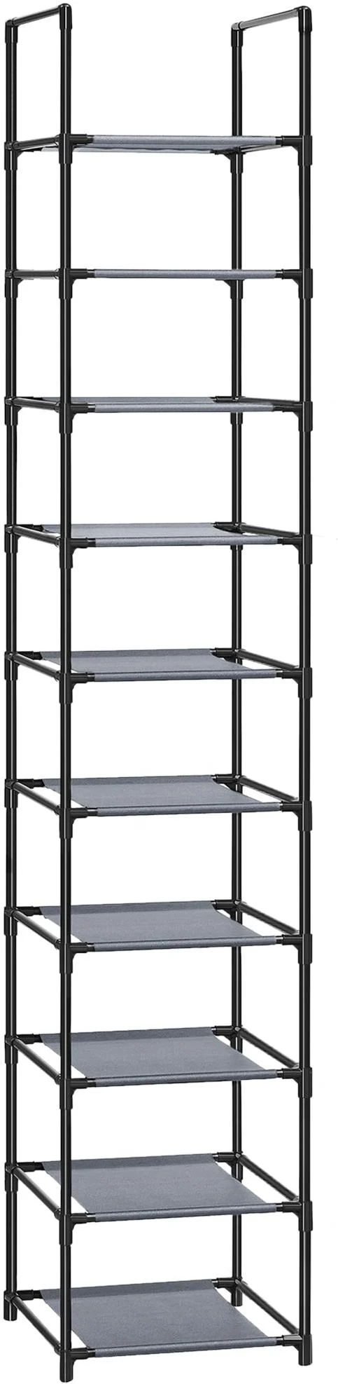 Étagère à chaussures 5 niveaux rangement entrée 33 x 33 x 173 cm en métal gris 12_0010523