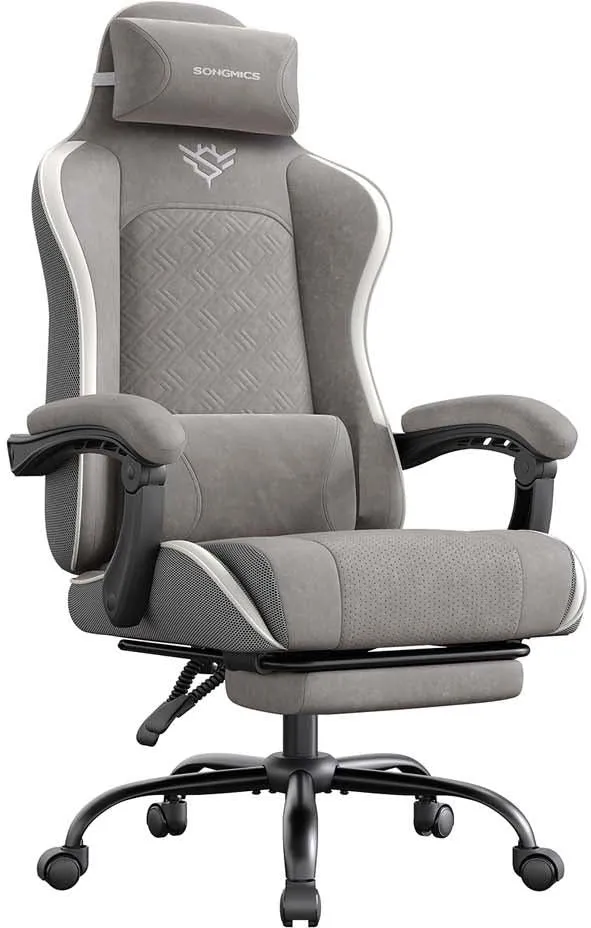 Chaise de bureau ergonomique ajustable 70 x 70 x 133 cm avec repose-pieds design moderne en contreplaqué gris 12_0012562