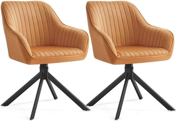 Lot de 2 chaises de salle à manger pivotante rembourrée confort ergonomique 58 x 60 x 81,5 cm en velours marron caramel 12_0012461